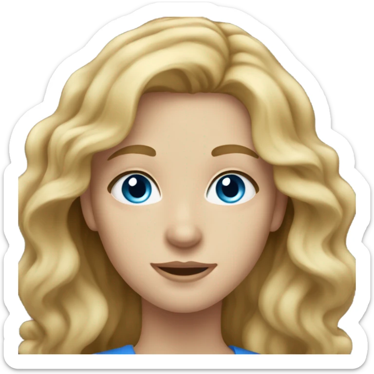 dark blonde with wavy long hair, fair skin and blue eyes sticker