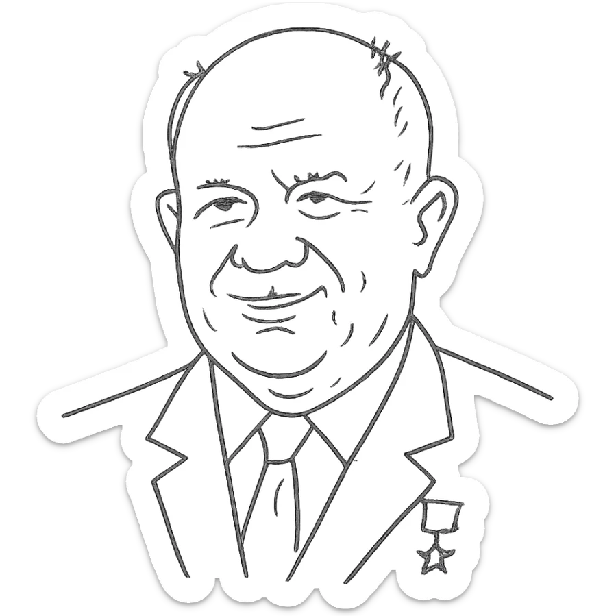 hand-drawn outlined portrait of Nikita Khrushchev sticker