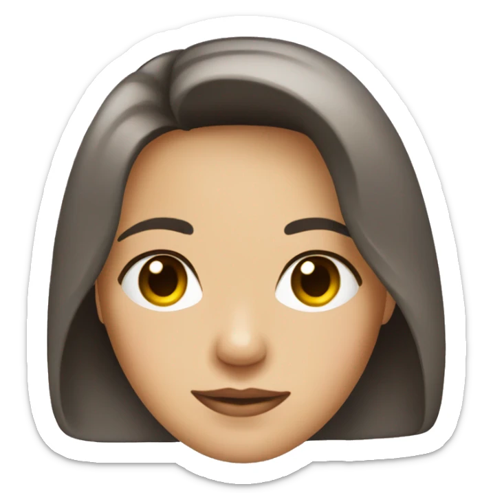 face sticker, contrasting, light, brunette woman, hazel eyes, dark hair, white t-shirt sticker