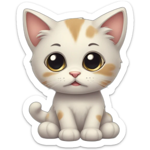 sad kitten with a sign in his paws that says "I'm sad because you didn't come to Huba Buba" sticker