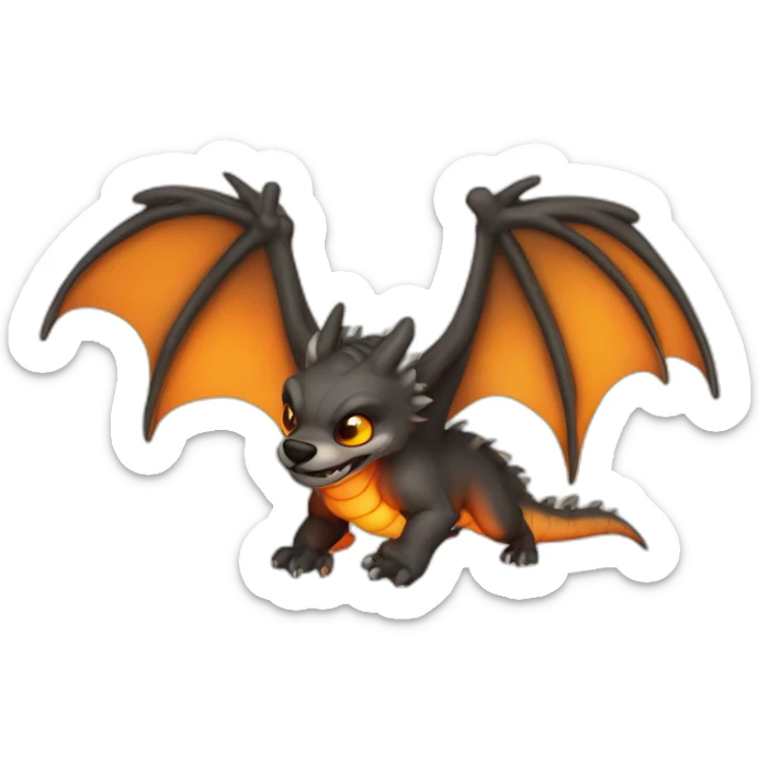 flying on the door of Hell half-badger half-dragon orange thinking of food sticker