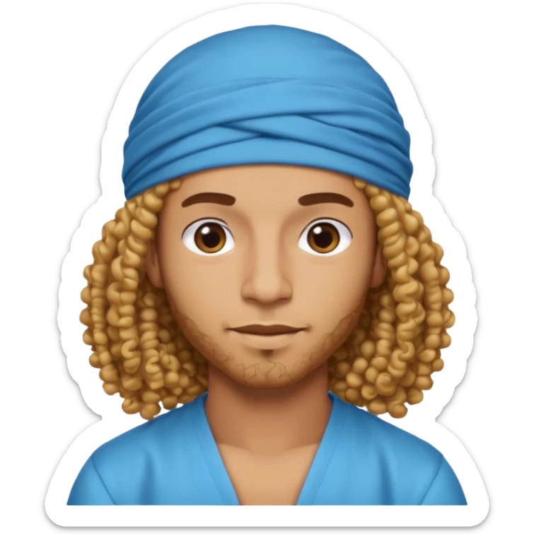 Emoji with Moroccan / Amazingh guy with curly hair, loooking like music artist Central Cee sticker