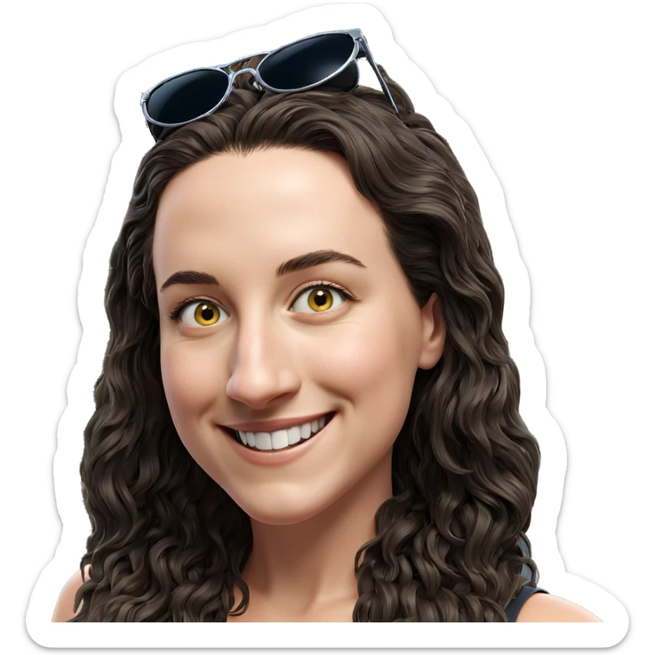 smiling girl with sunglasses sticker