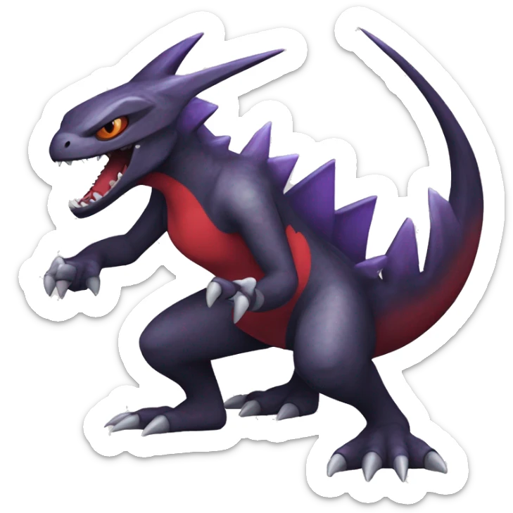 Black Cool Edgy Nargacuga-Garchomp-Noivern Fakémon  with White and Red and purple and black Edgy markings sticker