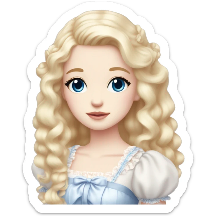 sweet lolita blond hair blue eyes white skin light pink dress sticker