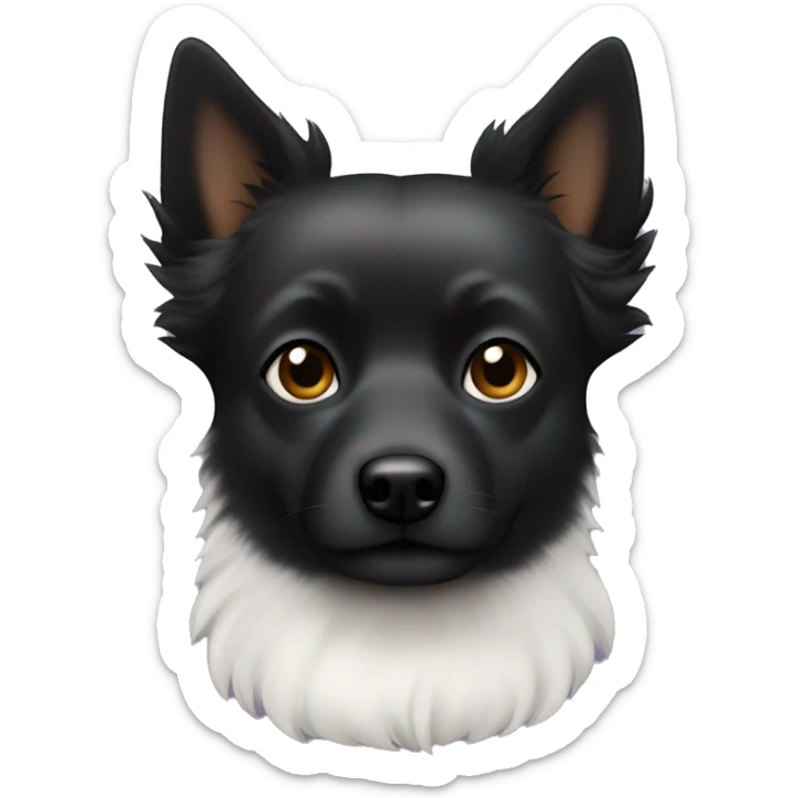 black spitz dog with his white owner with dark hair, bambi eyes, full and beautiful mouth, and thick eyebrows sticker