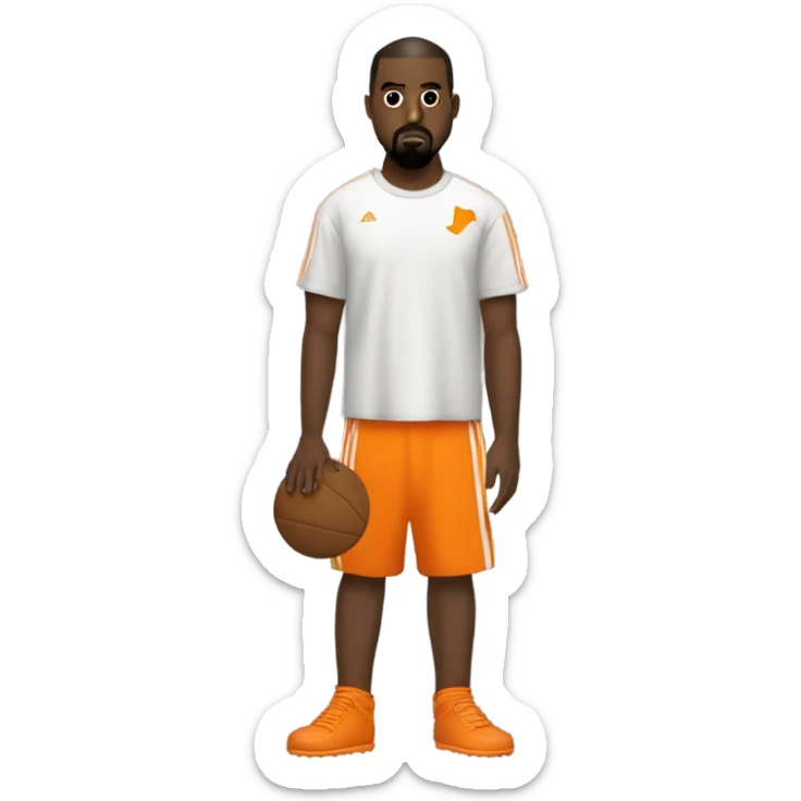 kanye west vestido Con una polera naranja que tenga un zorro y sea una polera de fútbol sticker