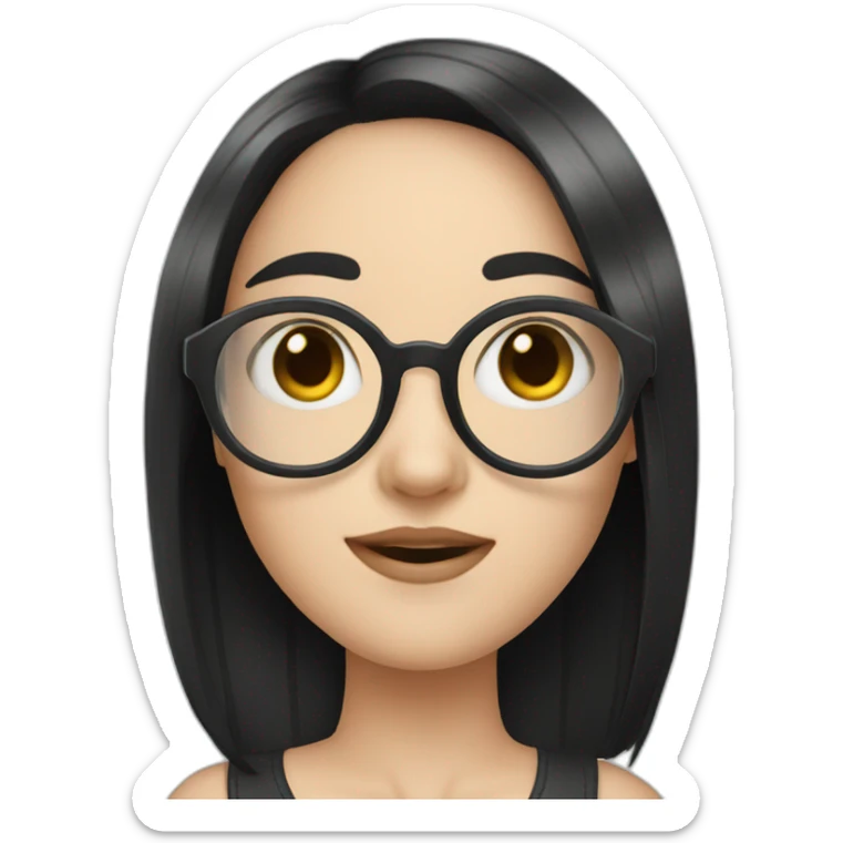 girl with black hair modern glasses pale skin avatar sticker