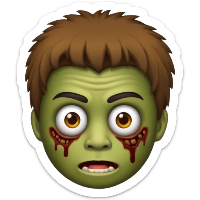 quero um emoji de um menino com pele de zumbi cabelo castanho claro e de franja sticker