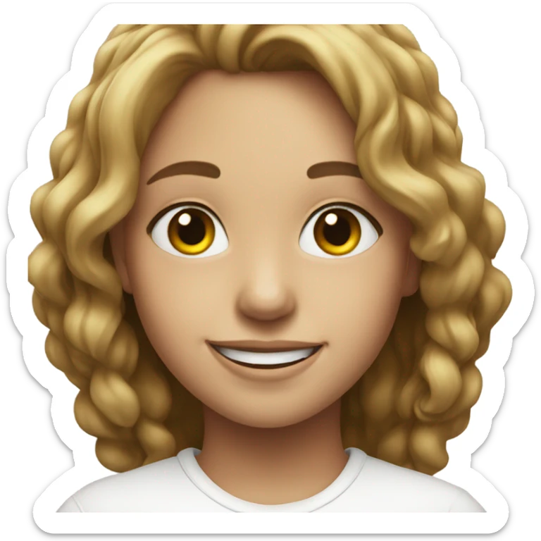 smiling girl in white shirt sticker