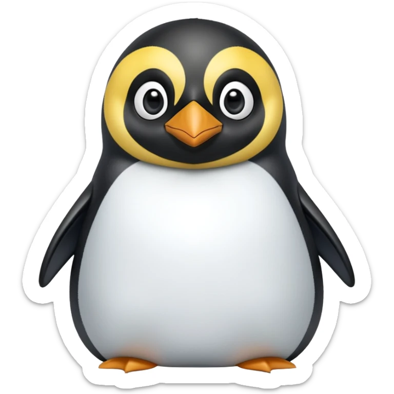 cinematic-adult-emperor-penguin-portrait-emoji,-head-tilted-playfully-and-inquisitively,-with-glossy,-pristine-plumage,-sparkling-eyes-filled-with-curiosity,-simplified-yet-irresistibly-adorable-features, black face sticker