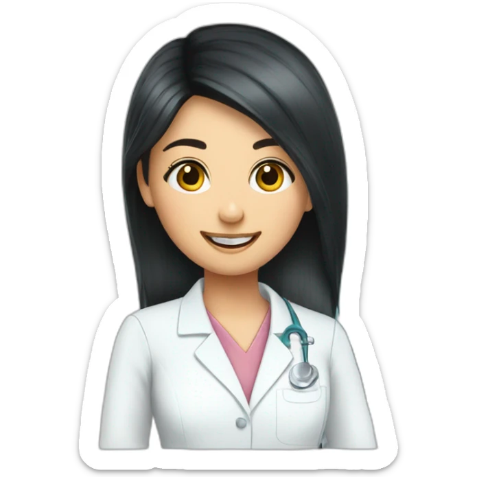 Dentist-girl-eyesmile-black middle straight hair-dental chair sticker