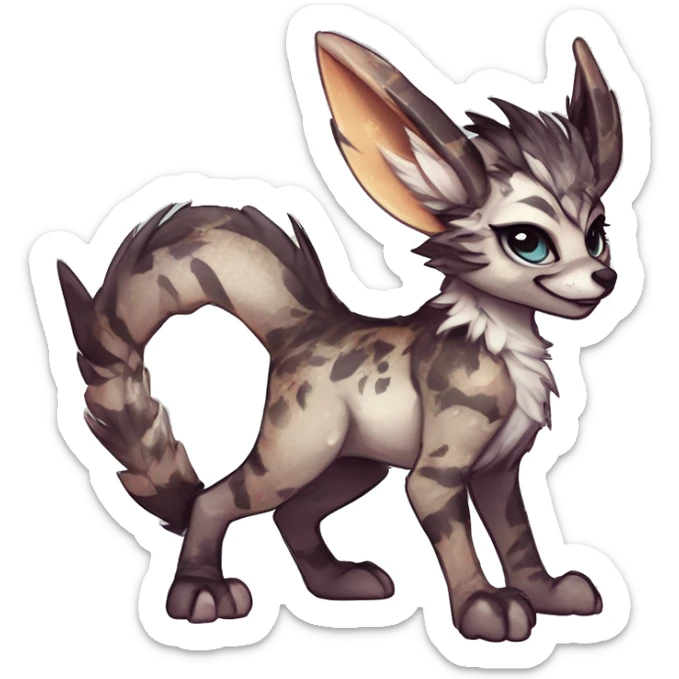 Cool cute Kawaii edgy fantasy shiny chibi animal creature fursona Fionbri vernid by griffsnuff & LiLaiRa & Falvie full bodyal sticker