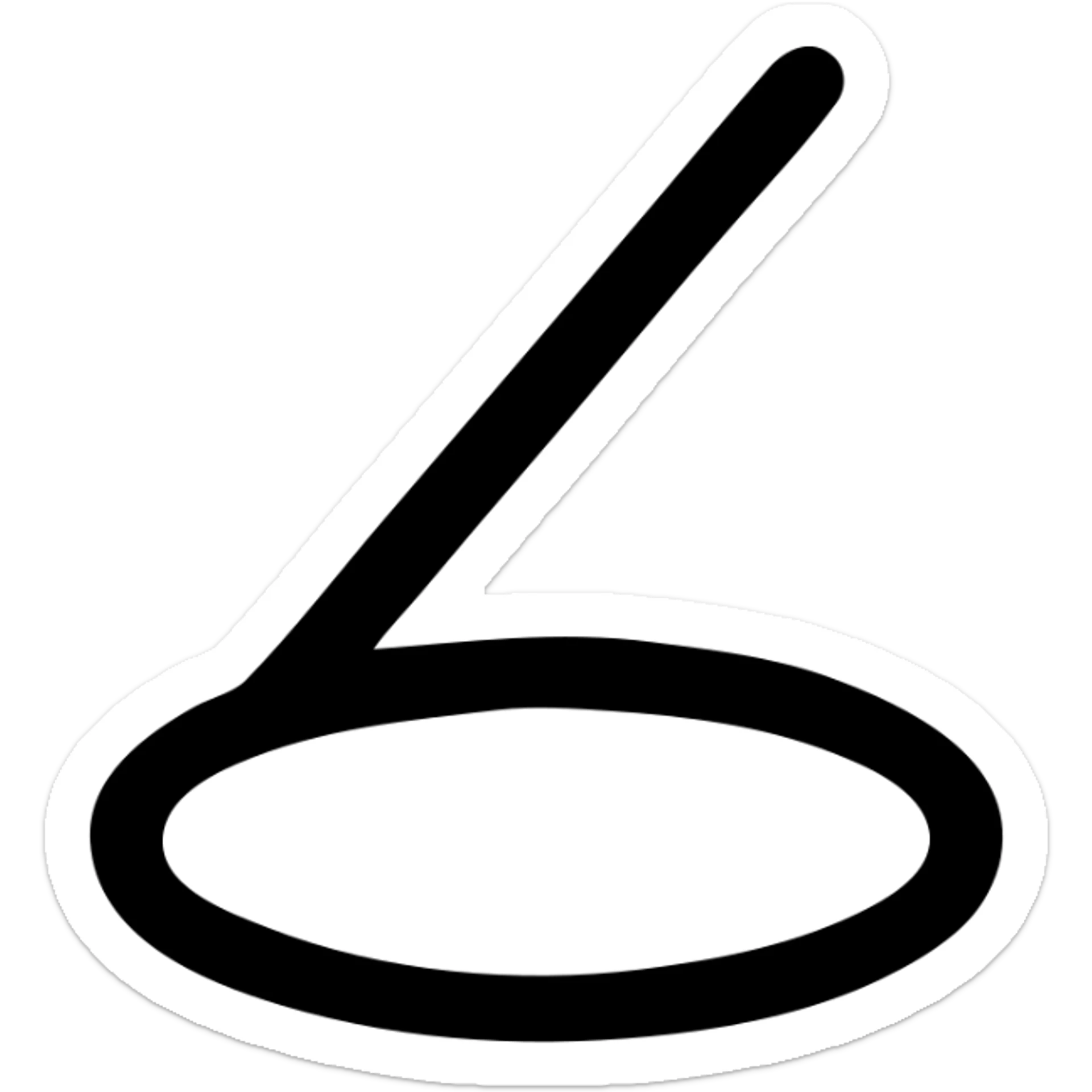 Two straight strokes meeting at ~30–35 ° and an open-base ellipse. No fill, 2 px stroke at 24 × 24 px.	 sticker
