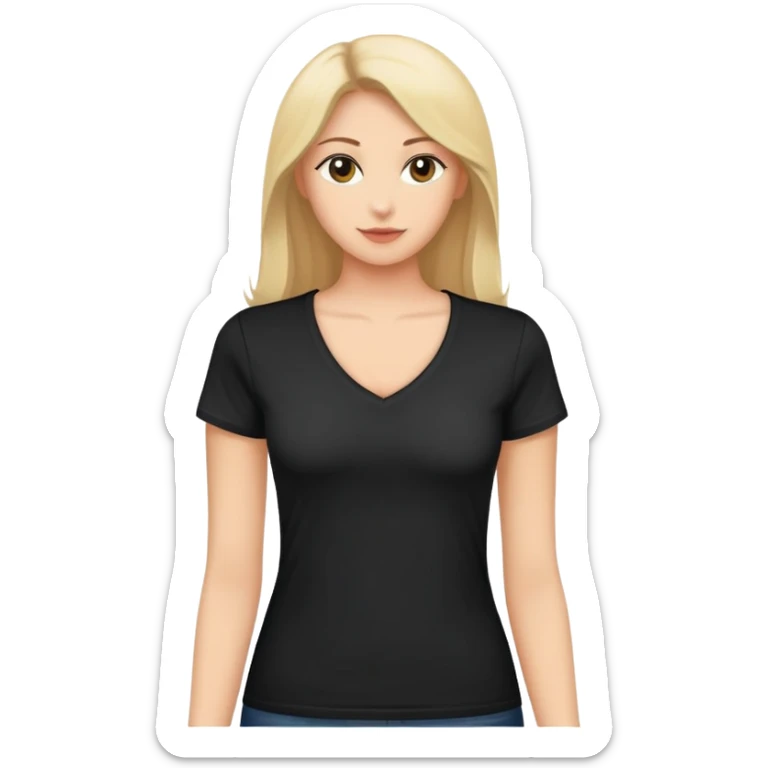 black women's V-neck t-shirt, fitted feminine cut, only the garment, no human form, simple clothing item on white background sticker