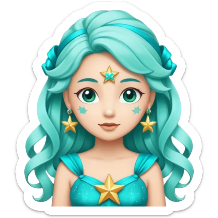 Stella sparkle sprite guardian of sparkle theater star-shaped head and a turquoise dress and ribbon sticker