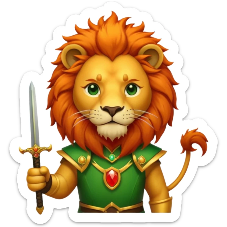 A lion with a sword and the sun on top of it and on the top green and bottom red glage sticker