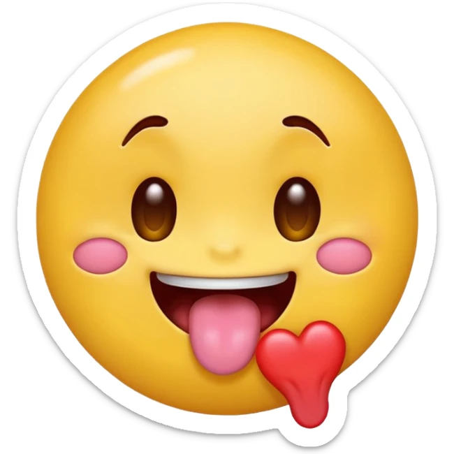 a classic yellow circle emoji with a tongue sticking out and drool dripping feom the mouth with heart eyes sticker