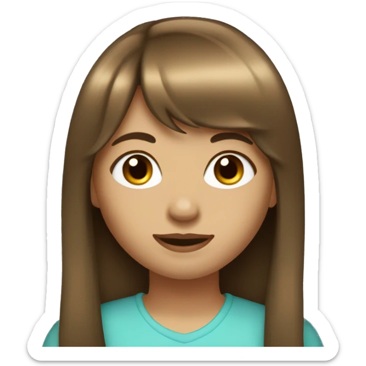 Girl with long brown hair and bangs  sticker