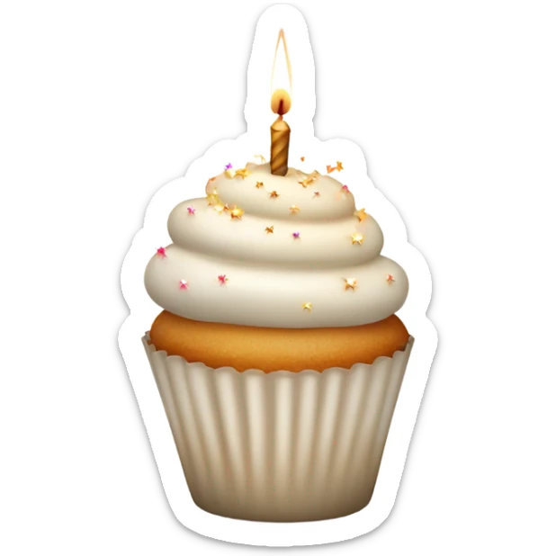 Total White beige cupcake with sparkler candles sticker