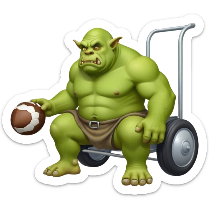 huge ogre on the toiler and football cart sticker