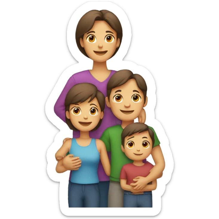 familia de papa sin bogote, mama, dos niños y 2 mascotas sticker