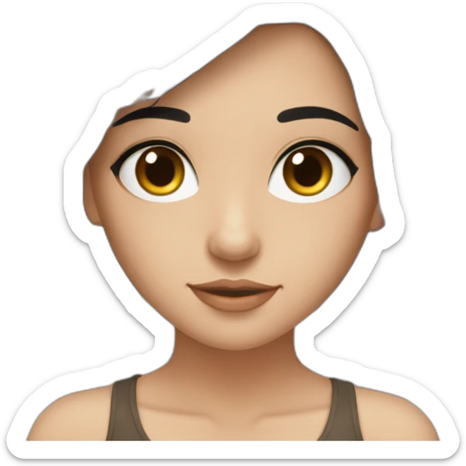 A beautiful brunette girl with brown eyes and soft black hair  sticker