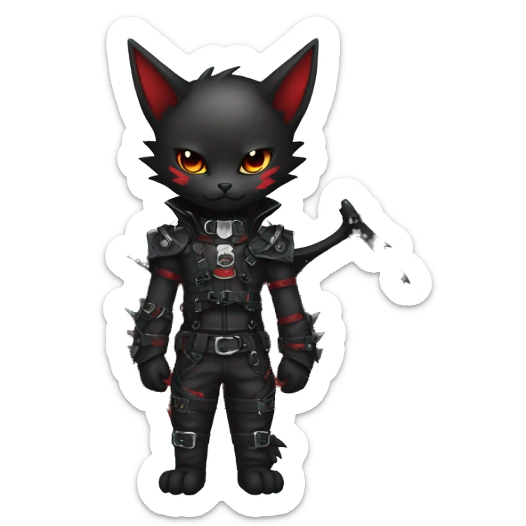 cool edgy black punk red ethereal fantasy nargacuga-bat-cat-Fakemon collar harness full body sticker