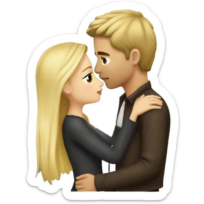 romantic outdoor couple kiss, she is blonde, he has dark Brown Hair  sticker