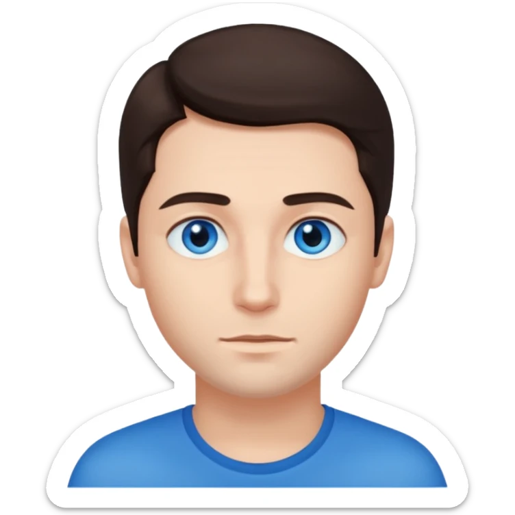 homme yeux bleu azur cheveux brun foncé sticker