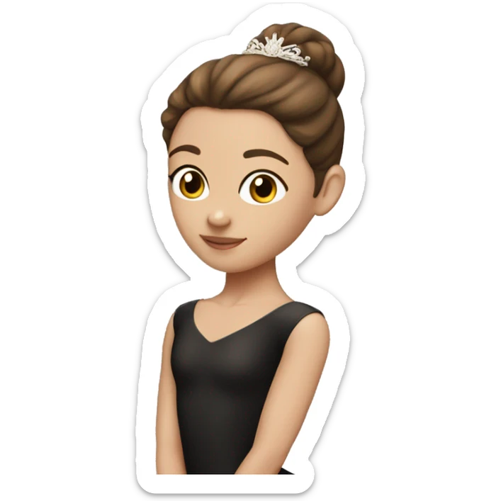 White ballerina black leotard brown hair middle part sticker