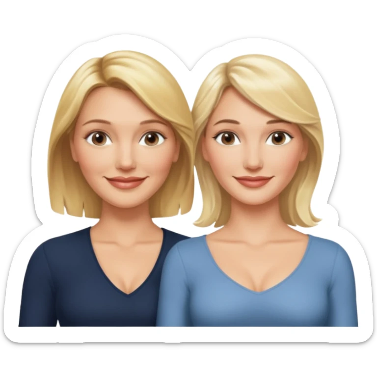 i want an emoji with 2 blonde girls like the movie "the holiday" They are not touching each other. One is Cameron Diaz, the tother Kate Winslet. sticker