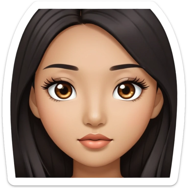 A Asian girl with long dark hair, long lashes, brown skin sticker