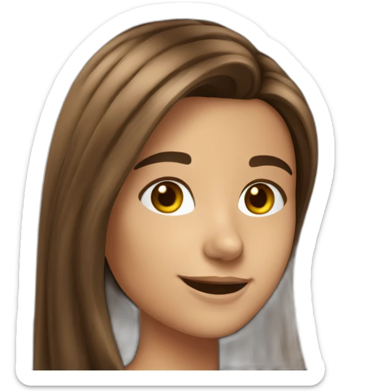 Spaniard Teenager girl long Brown hair smiling taking selfie sticker