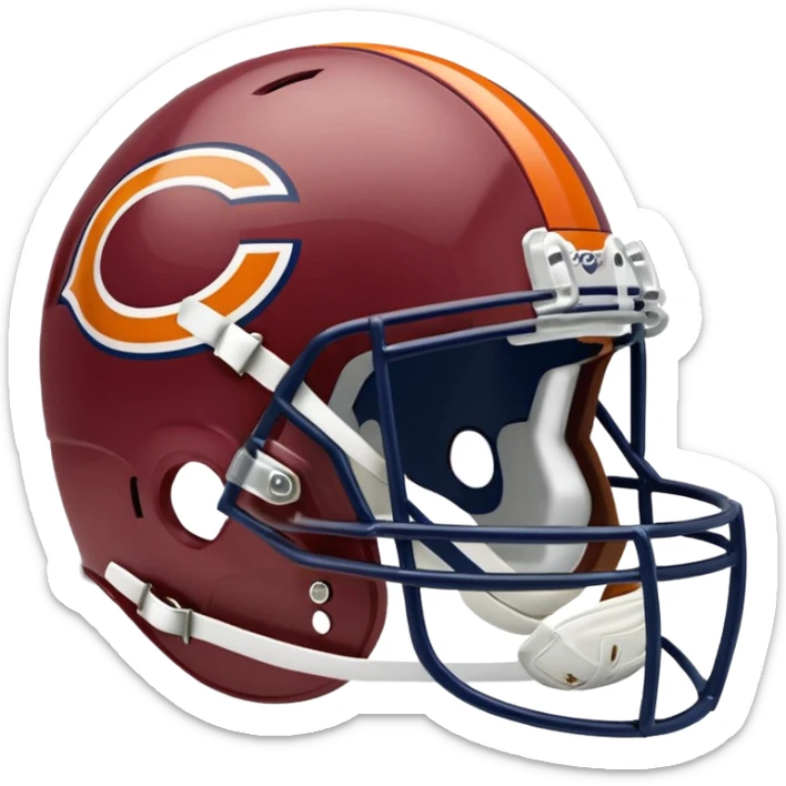 The Washington commanders football helmet and the Chicago Bears football helmet facing each other sticker