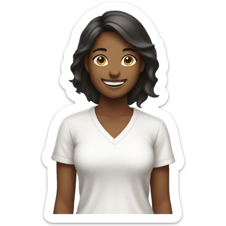 smiling girl in white shirt sticker