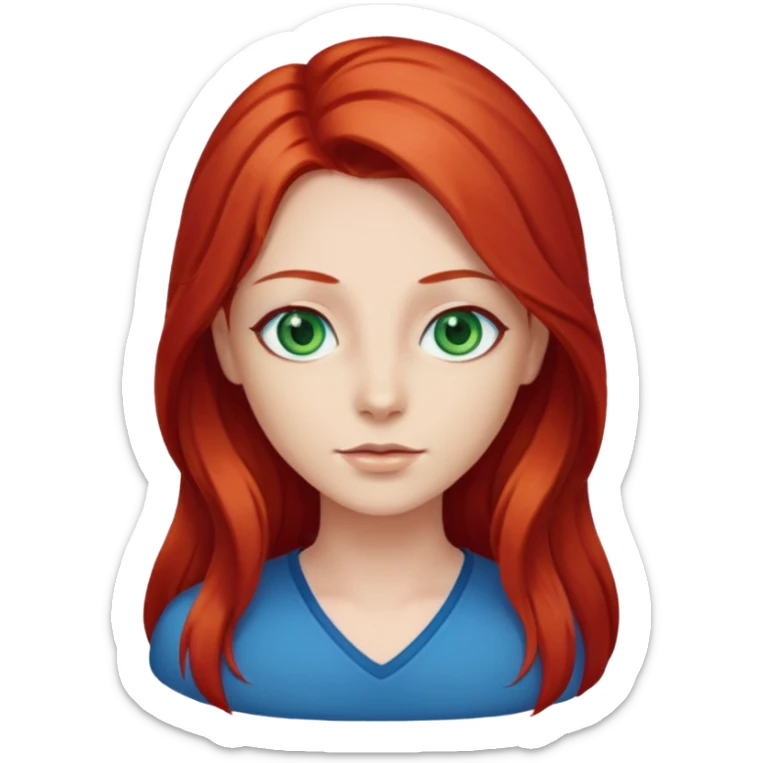 Like the first but her eye green  and blue and her hair red that brolong herwn  sticker