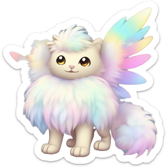 Shiny Innocent Sparkly Colorful Pastel Fluffy beautiful fantasy Kawaii Ethereal Sona Fakemon-animal Full Body sticker