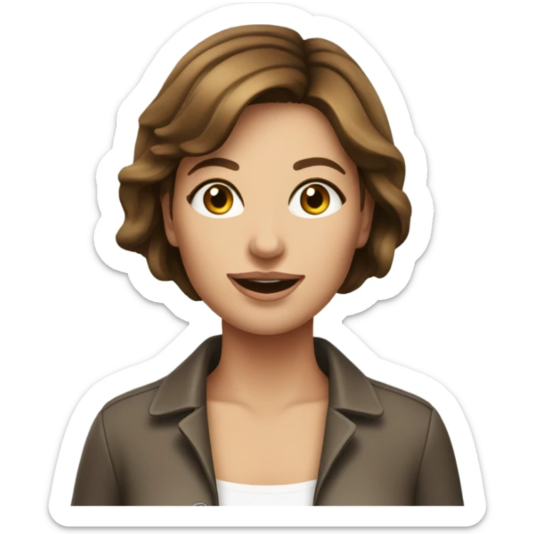 Pretty woman with short brown hair pushing shopping cart sticker