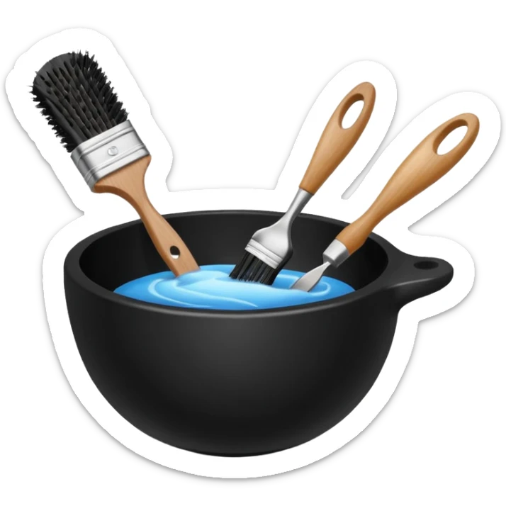 dyeing bowl with a hairbrush sticker