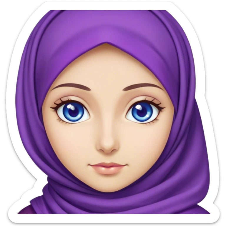 Turkish beautiful finish Konya girl blue eyes with purple color and ramadan design hijab  sticker