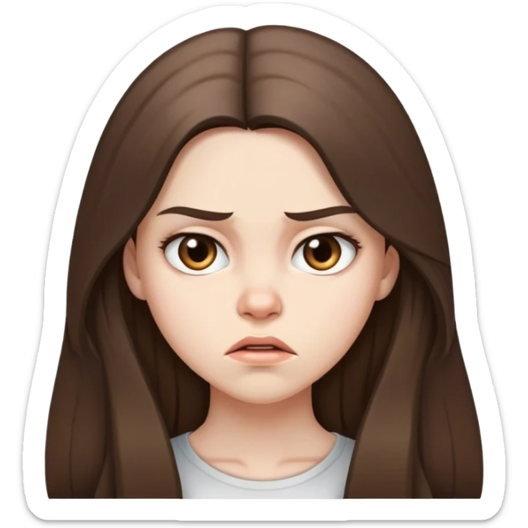  beautiful pale brunette girl with long hair pissed off sticker