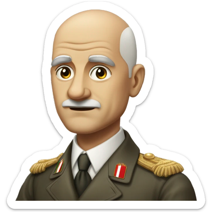 man that was president of italy during ww2, bald, no hat, serious face, lifted arm sticker