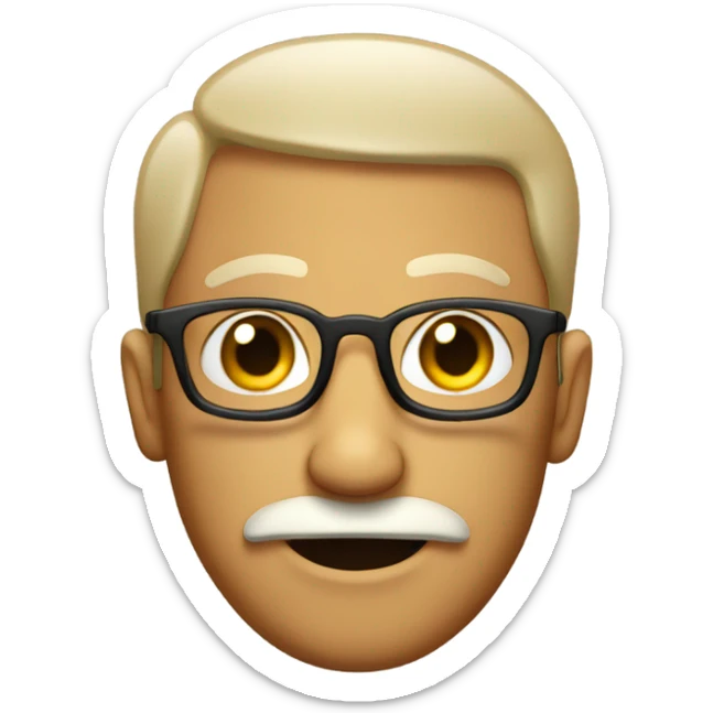 Bug eyed slightly tan guy with short hair and a moustache. No sunnies sticker