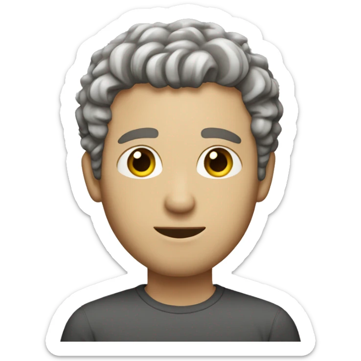 white male, short curly hair, light brown with a hint of grey, stubble, eye roll expression. sticker