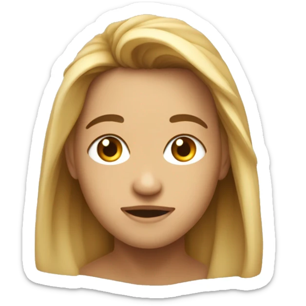Criar um emoji do busto de uma criança loira de olhos azuis esverdeados, com uma pequena falha no cabelo que é penteado para esquerda sticker