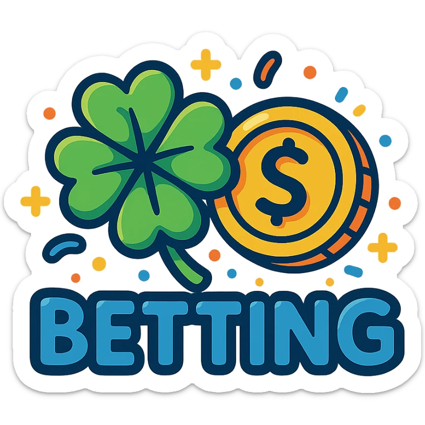 playful and colorful betting logo with a lucky clover and coin sticker