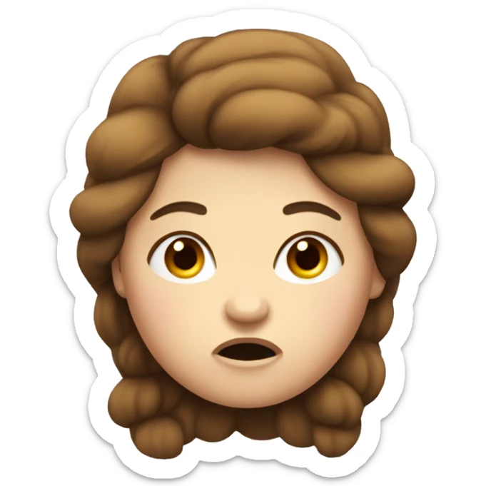 Chubby girl with brown long vawy hair angry sticker