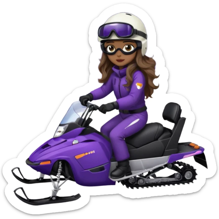 purple snowmobile, me Sitting on snowmobile goggles and helmet not covering my face brown eyes long wavy hair white skin dark purple formula 1995 snowmobile change sled color dark purple and white not yellow Snowmobile helmet and goggles, not on my face pants black no glasses on my face previous one sticker