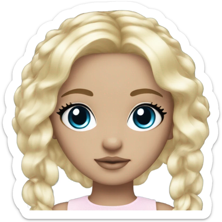 ocean blue doll eyes, blonde hair, feminine, pink, girl, angelic sticker